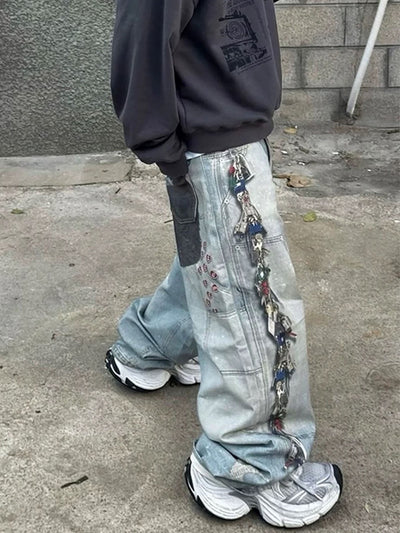 Multi-Keychain Heart Digital Printed Jeans