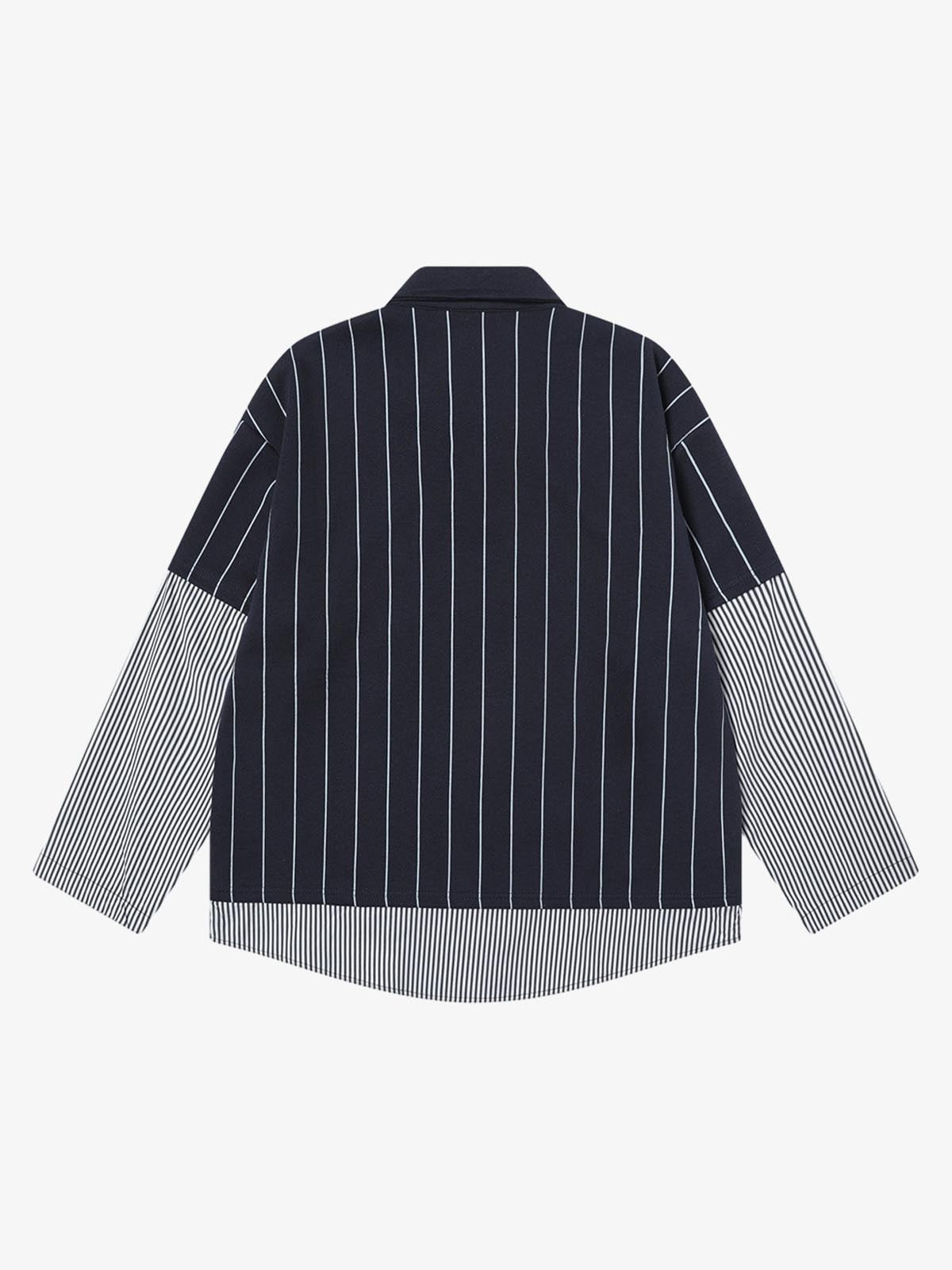 Faux Two-piece Vertical Striped POLO Shirt T-shirt