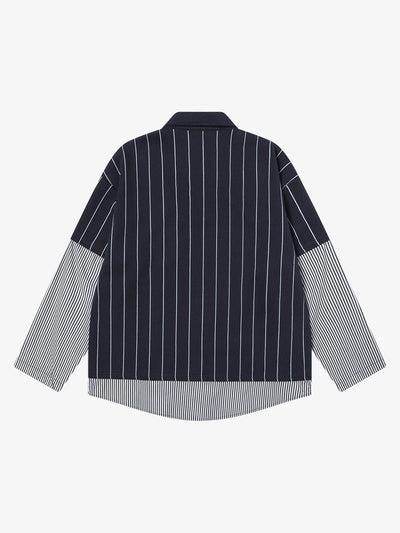 Faux Two-piece Vertical Striped POLO Shirt T-shirt