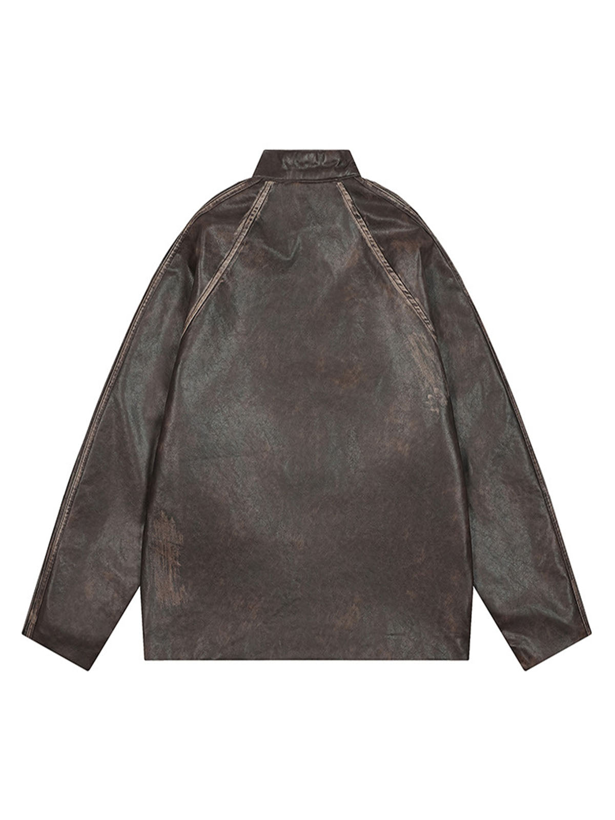 Distressed Letter Embroidery Motorcycle PU Leather Jacket