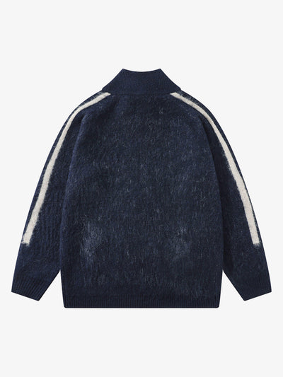 Colorblock Badge Embroidered Cardigan Sweater