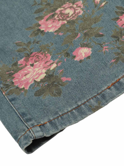 Floral Print Straight Jeans - 2409