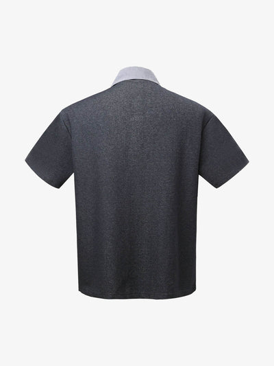 Retro Deconstructed Patchwork Striped Lapel T-shirt