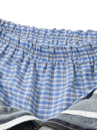 Plaid Double Waist Baggy Jeans