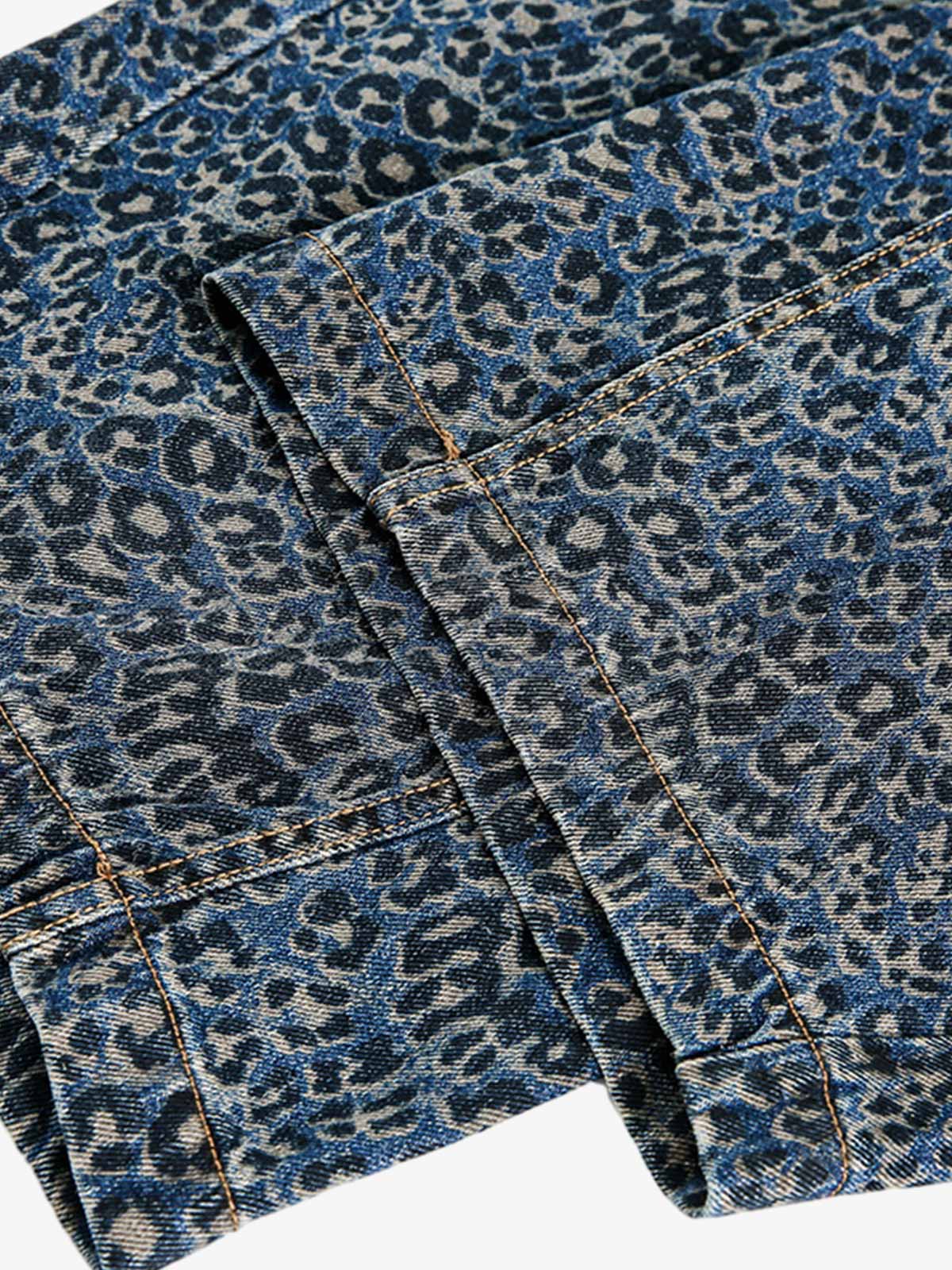 Street Leopard Print Barrel Jeans