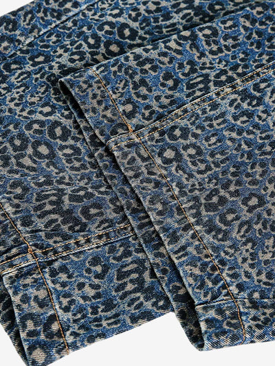 Street Leopard Print Barrel Jeans