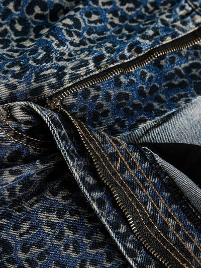 Street Leopard Print Barrel Jeans