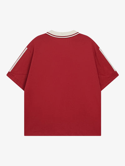 Letter Print Short Sleeve POLO T-Shirt