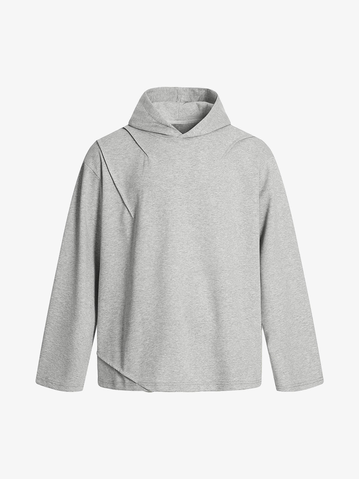 Pleated Asymmetric Hooded Sweatshirt