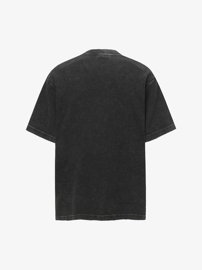 Washed Distressed Waffle Letter Print T-shirt