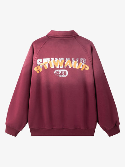 Gradient Print Lapel Long-sleeved Sweatshirt