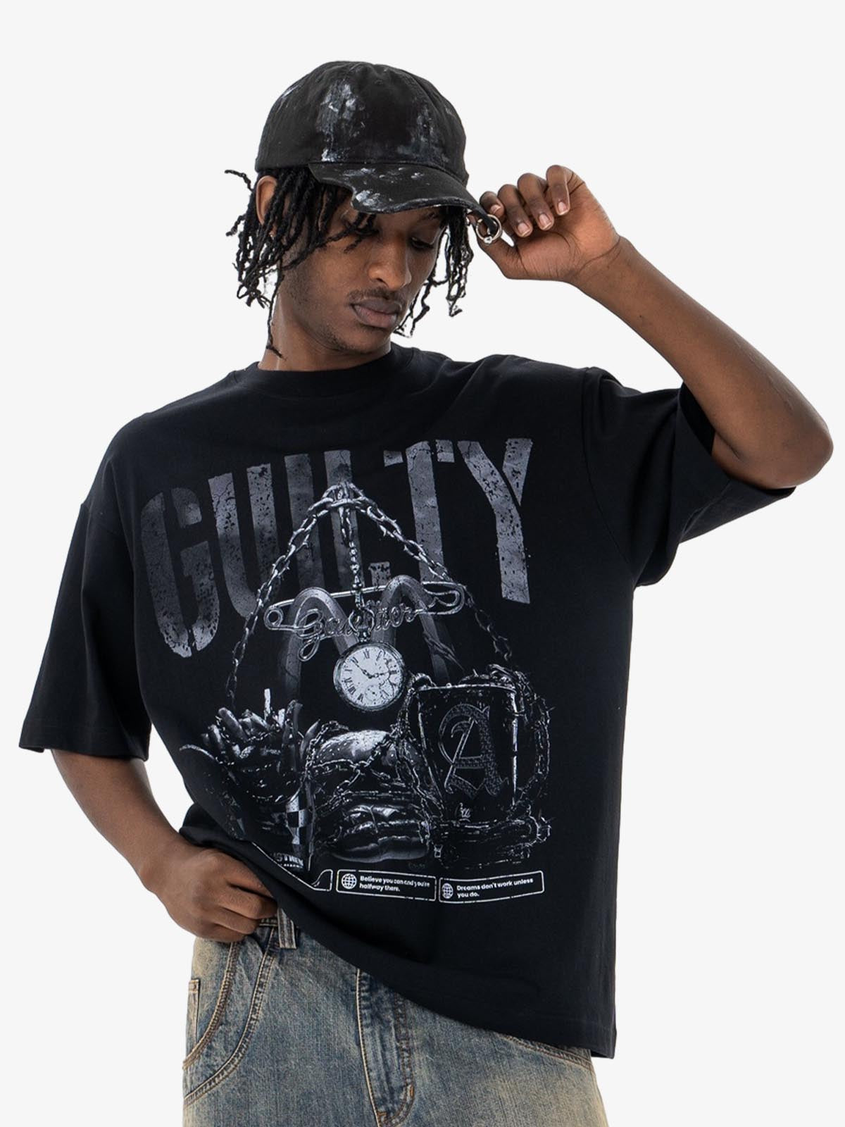 Vintage Chain Watch Print T-shirt