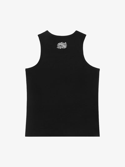 Gothic Lettering Embroidered Ribbed Vest
