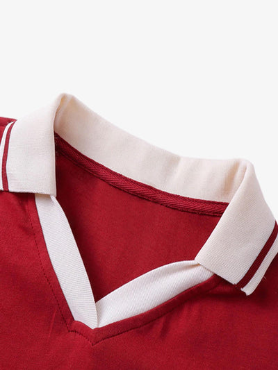 Letter Print Short Sleeve POLO T-Shirt