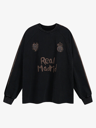 Graffiti Washed Jersey Sports Sweatshirt