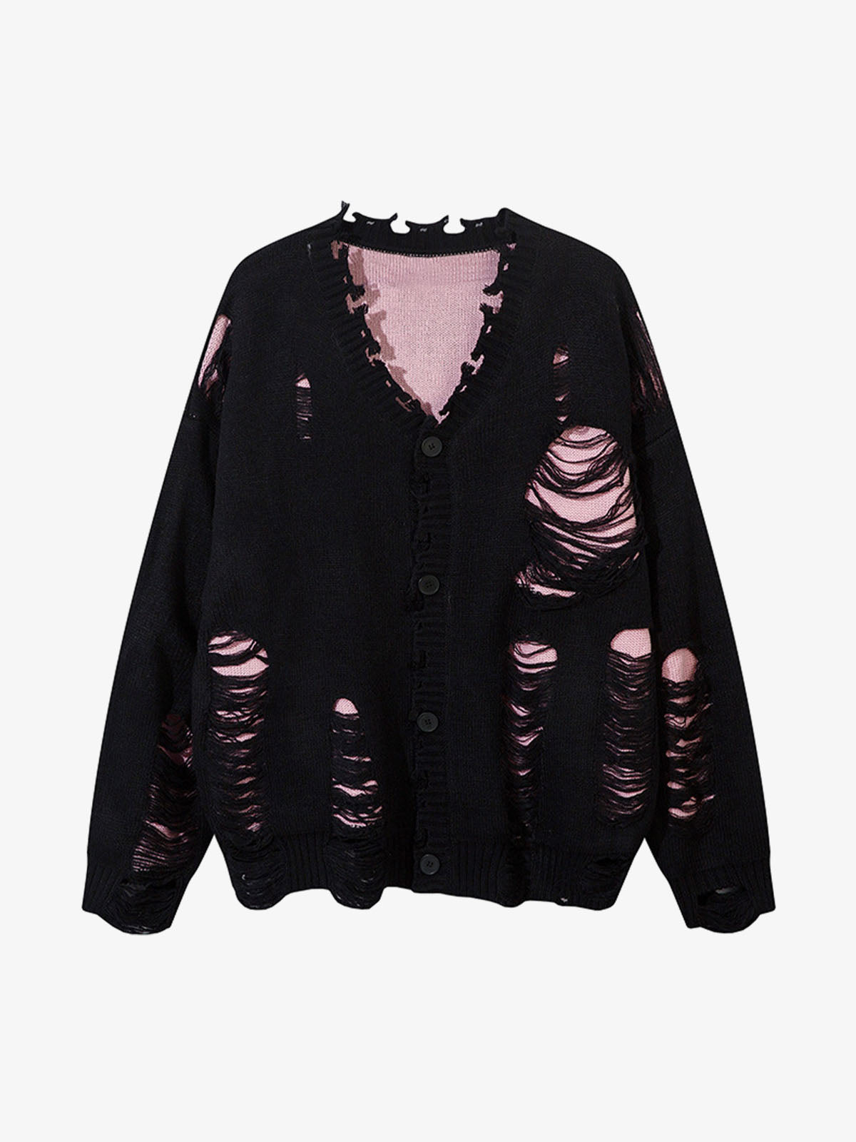 Irregular Neck Hole Hollow Knit Raw Edge Sweater
