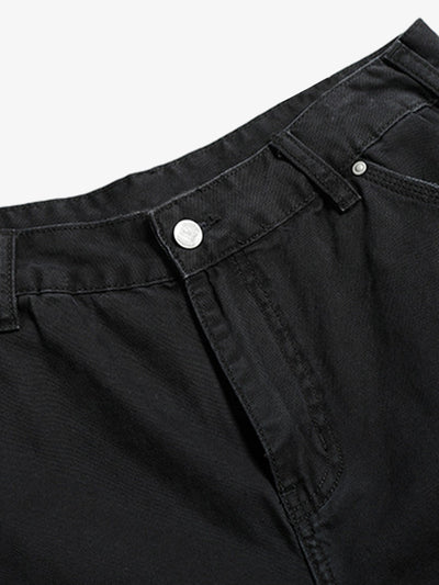 Niche Black Raw Edge Cropped Jeans