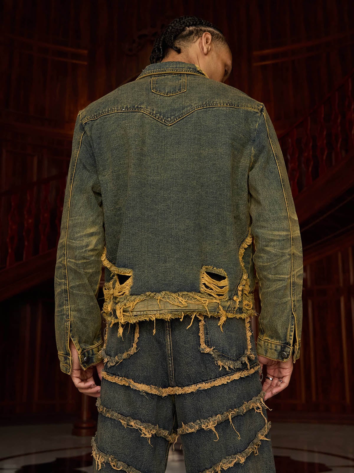 Raw Edge Distressed Denim Jacket