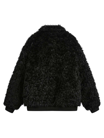 Metal leather button Faux Fur Jacket -2245
