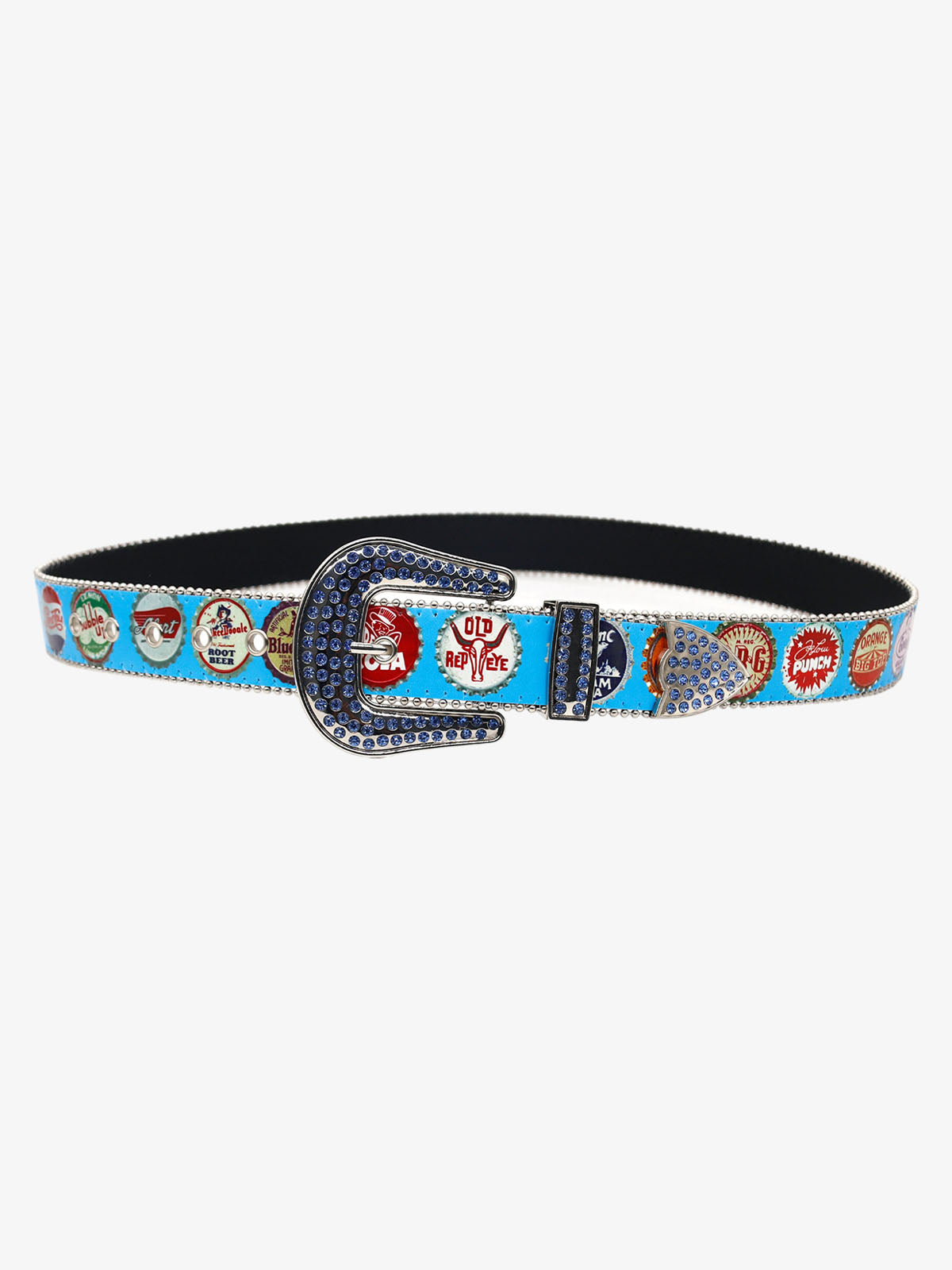Vintage Bottle Cap Rhinestone Buckle Belt