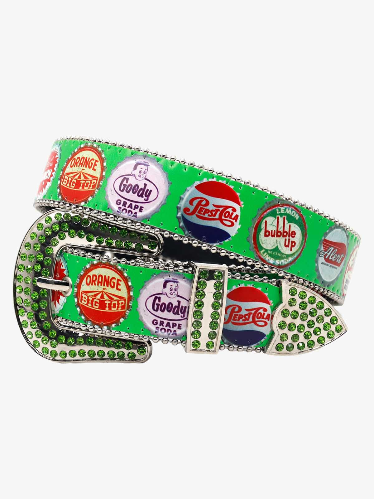 Vintage Bottle Cap Rhinestone Buckle Belt