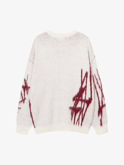 Jacquard Graffiti Round Neck Sweater