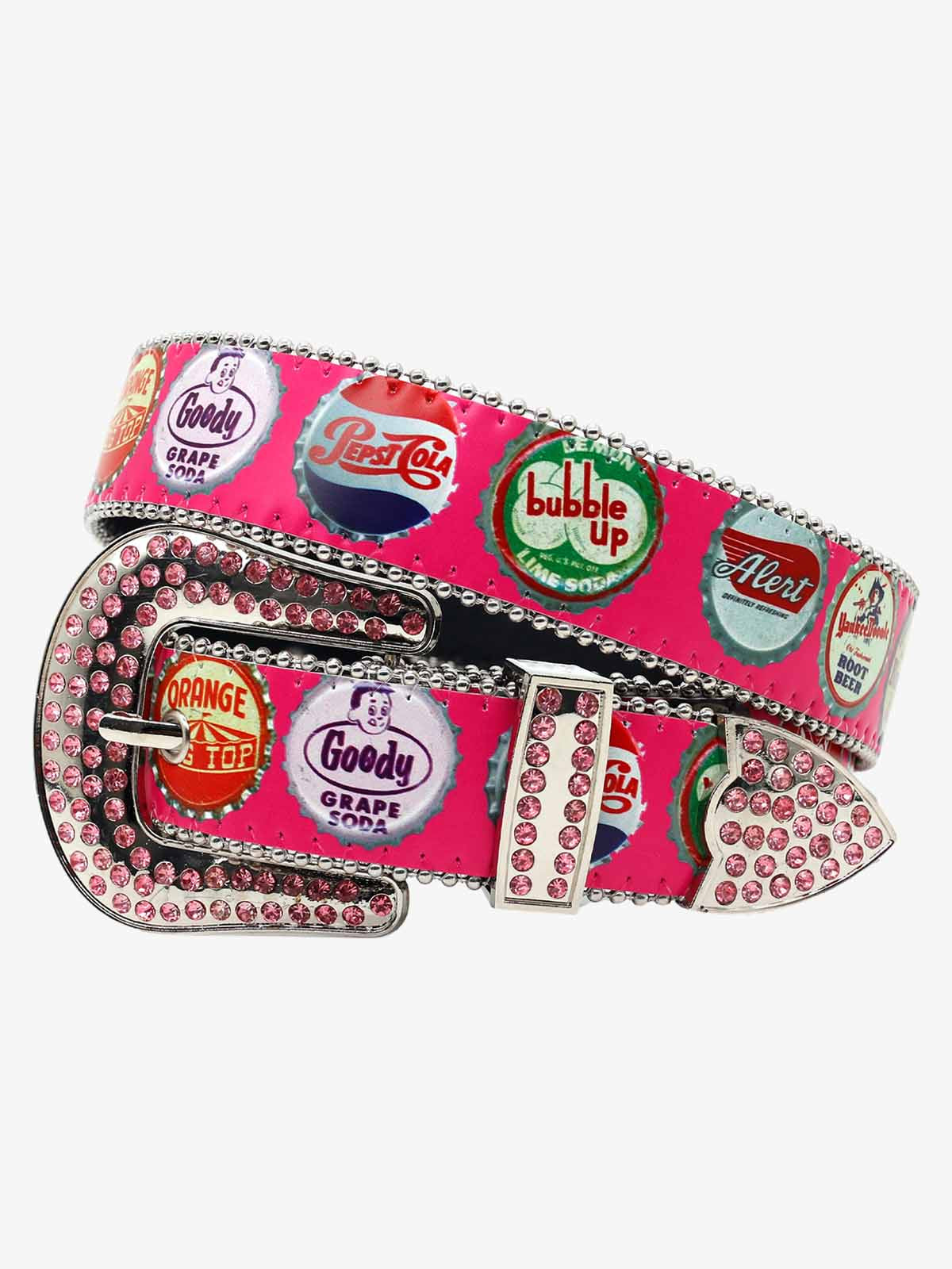 Vintage Bottle Cap Rhinestone Buckle Belt