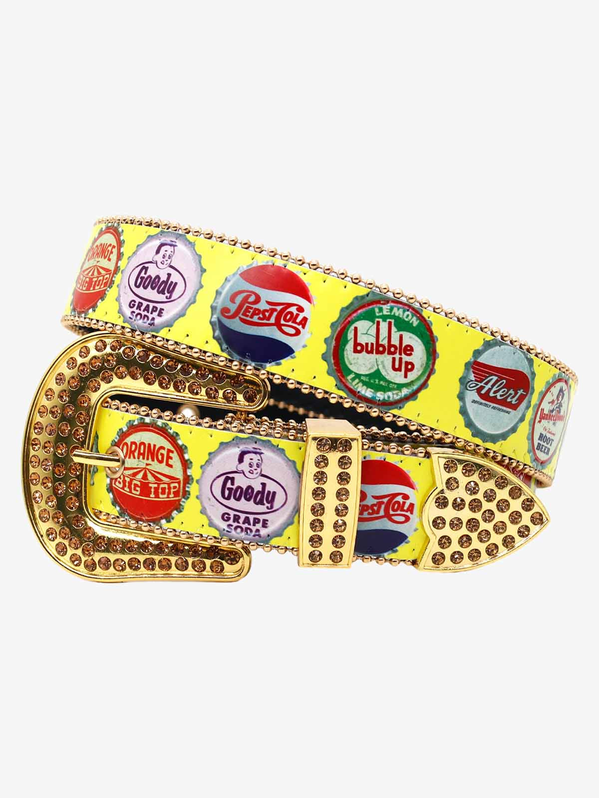 Vintage Bottle Cap Rhinestone Buckle Belt