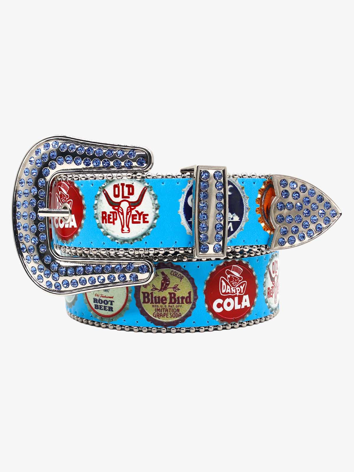 Vintage Bottle Cap Rhinestone Buckle Belt
