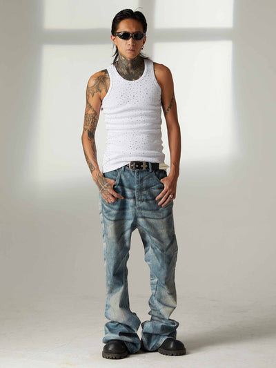 Street Heavy Rhinestone Threaded Vest