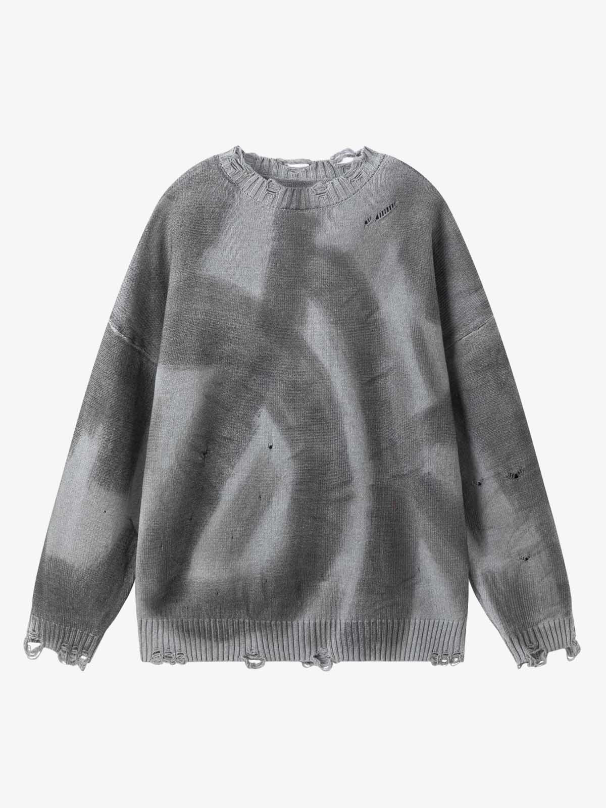 Inkjet Damaged Knitted Sweater