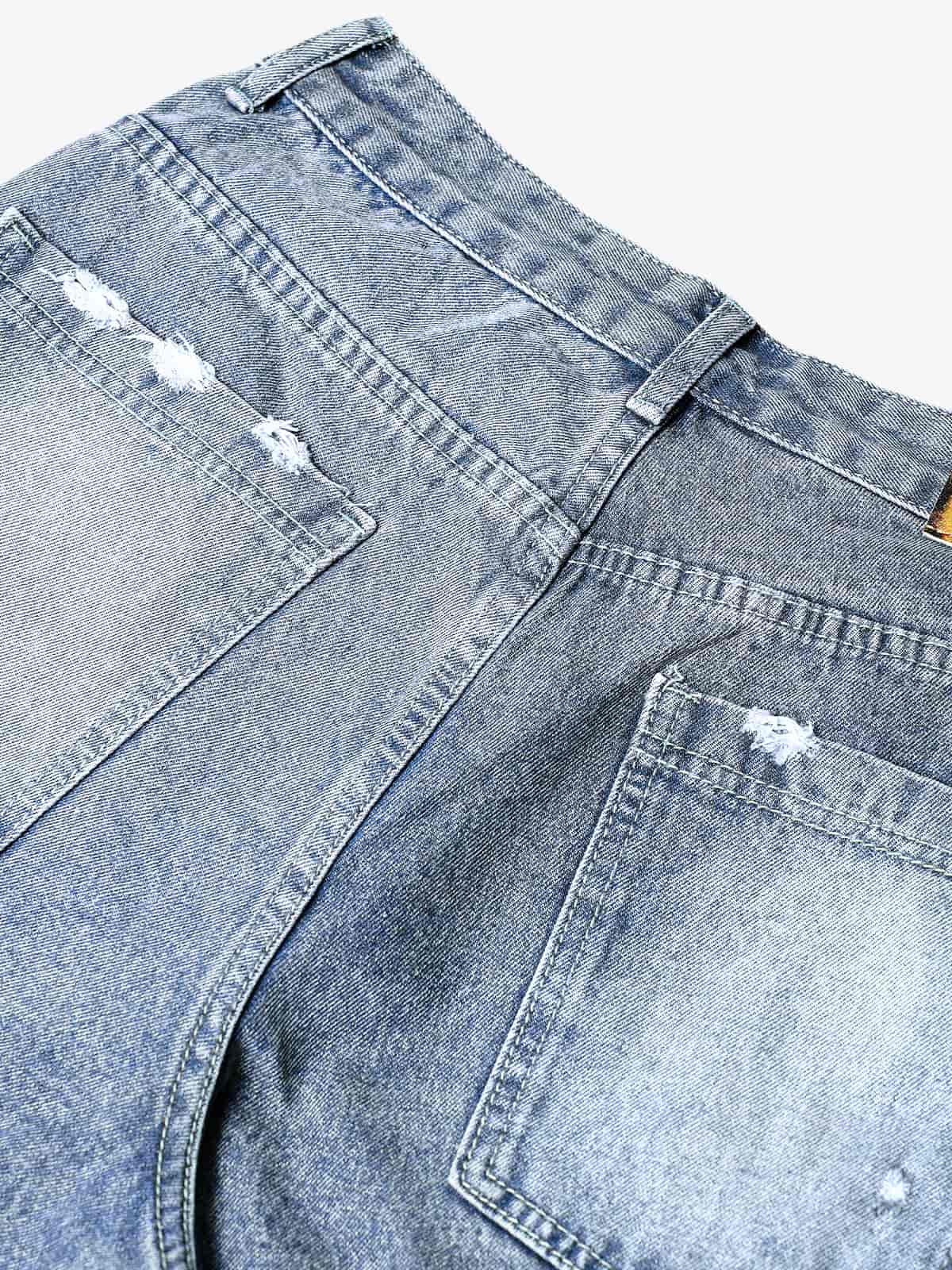 High Street Washed Distressed Denim Shorts - 2100