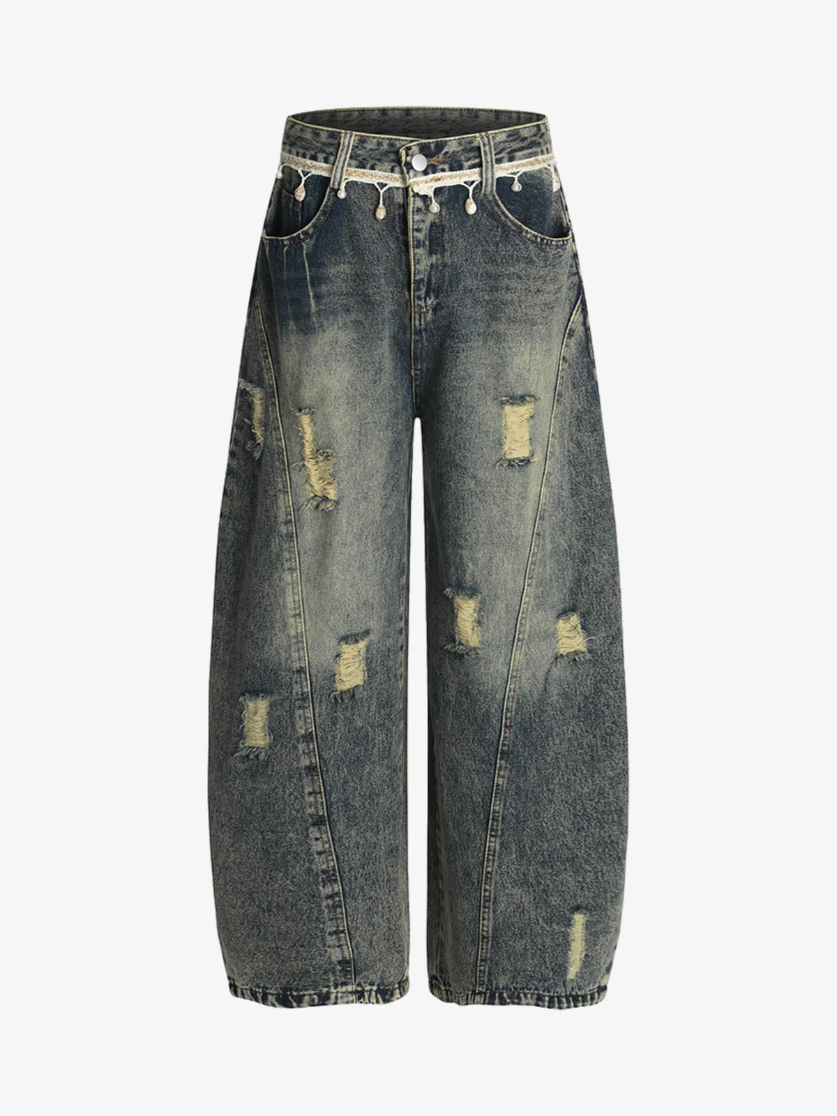 Vintage Washed Ripped Scimitar Jeans