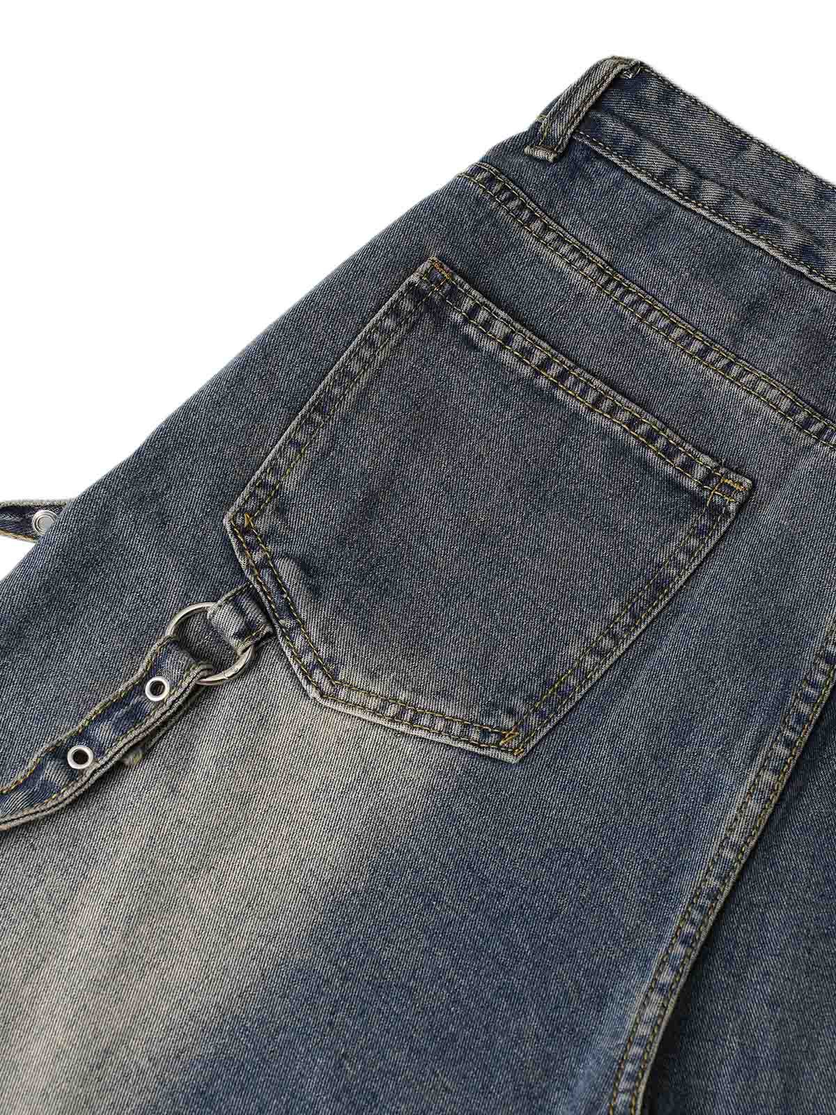 Washed Distressed Baggy Jeans - 2233