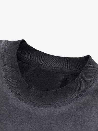 Washed Spray Color Graphic Round Neck T-shirt