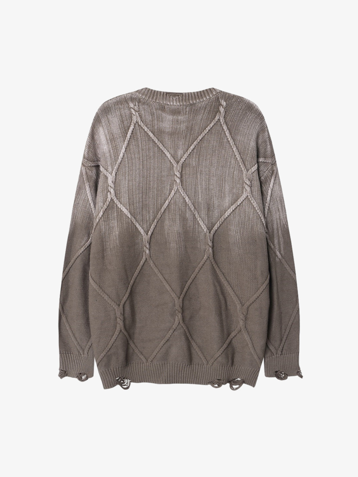 Paint Spray Hole Cable Crewneck Sweater
