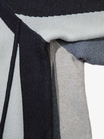 High Street Geometric Deconstruction Splicing Cardigan Sweater