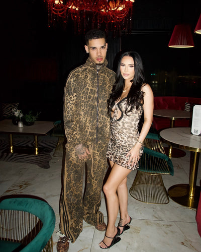 Cheetah Print Suede Tracksuit - 2277
