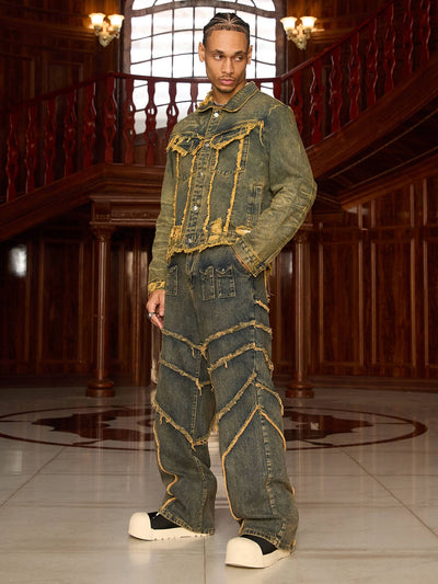 Raw Edge Distressed Denim Jacket