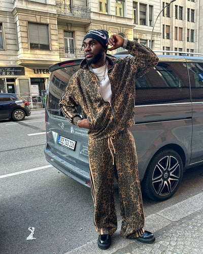 Cheetah Print Suede Tracksuit - 2277
