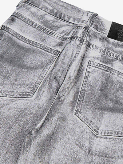 Wasteland Style Niche Design Dirty White Loose Jeans - 2114