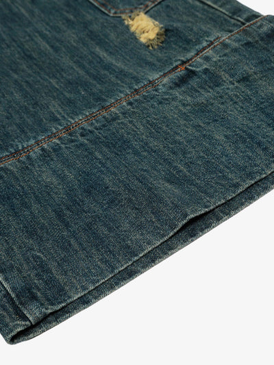 Deconstructed Multi-pocket Cargo Denim Jorts