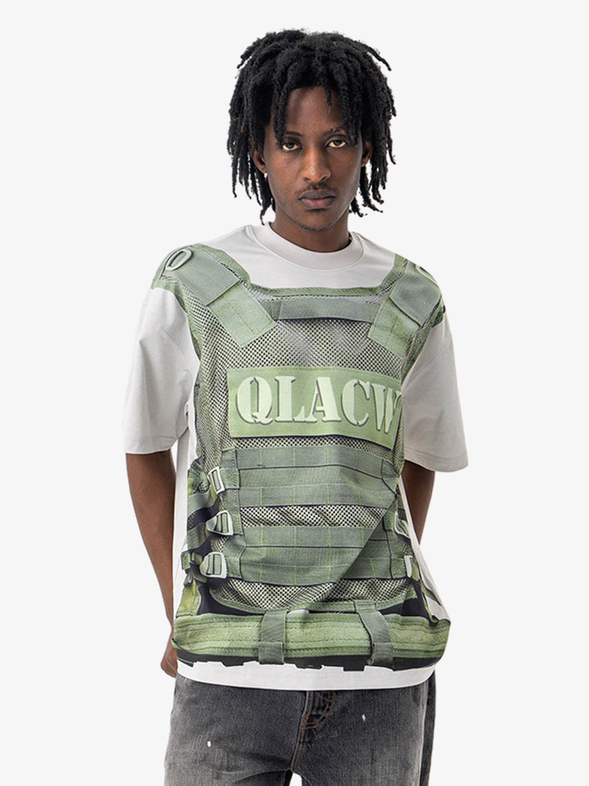 Tactical Vest Print Fake Two-piece Print T-shirt
