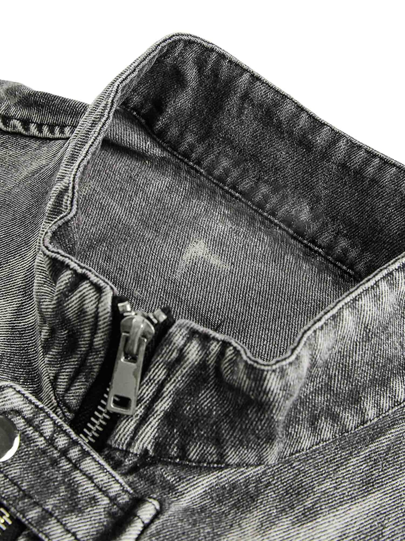 Hip-hop Distressed Washed Printed Denim Jacket - 2239