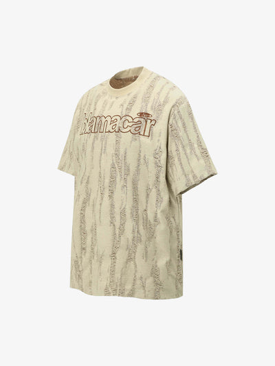 Distressed Letter Embroidered Short-sleeved T-shirt