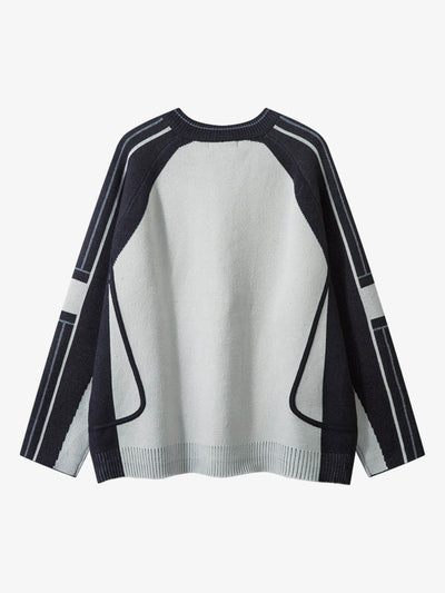 High Street Geometric Deconstruction Splicing Cardigan Sweater