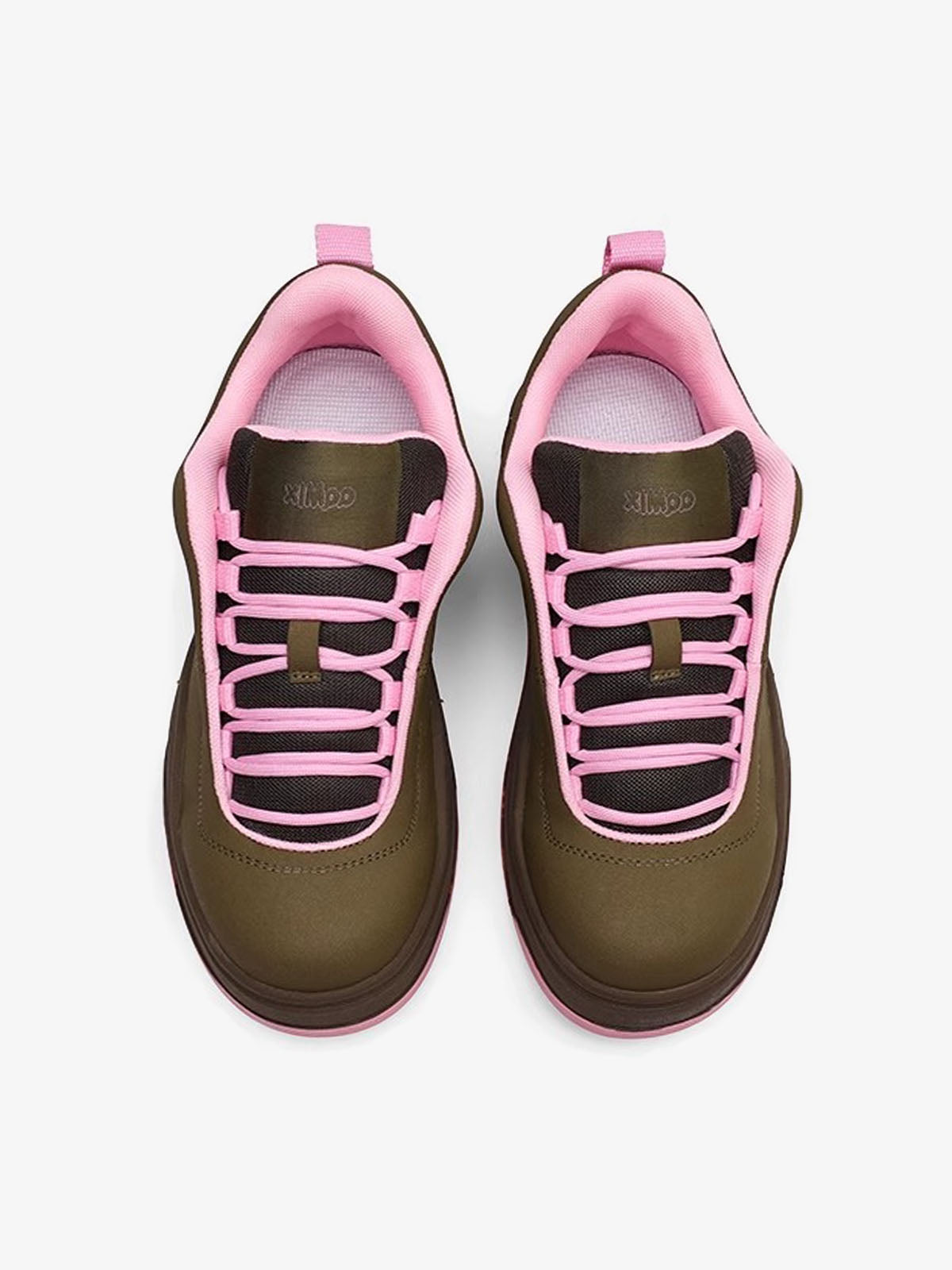 Retro Pink And Brown Thick-soled Casual Sneakers