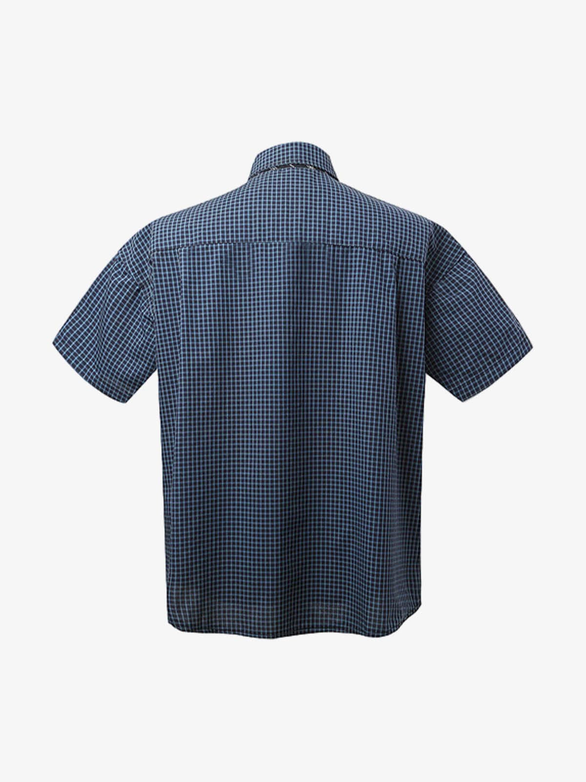 Tie Contrast Stitching Casual Plaid Shirt