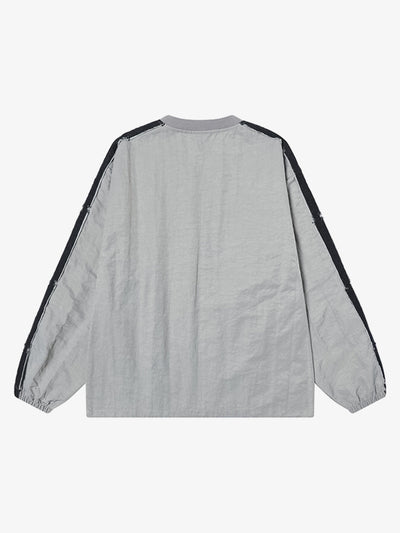 Retro Denim Distressed Patch Number Long-sleeved T-shirt