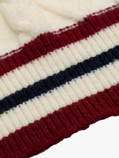 Jacquard Knitted  Embroidered V-neck Sweater